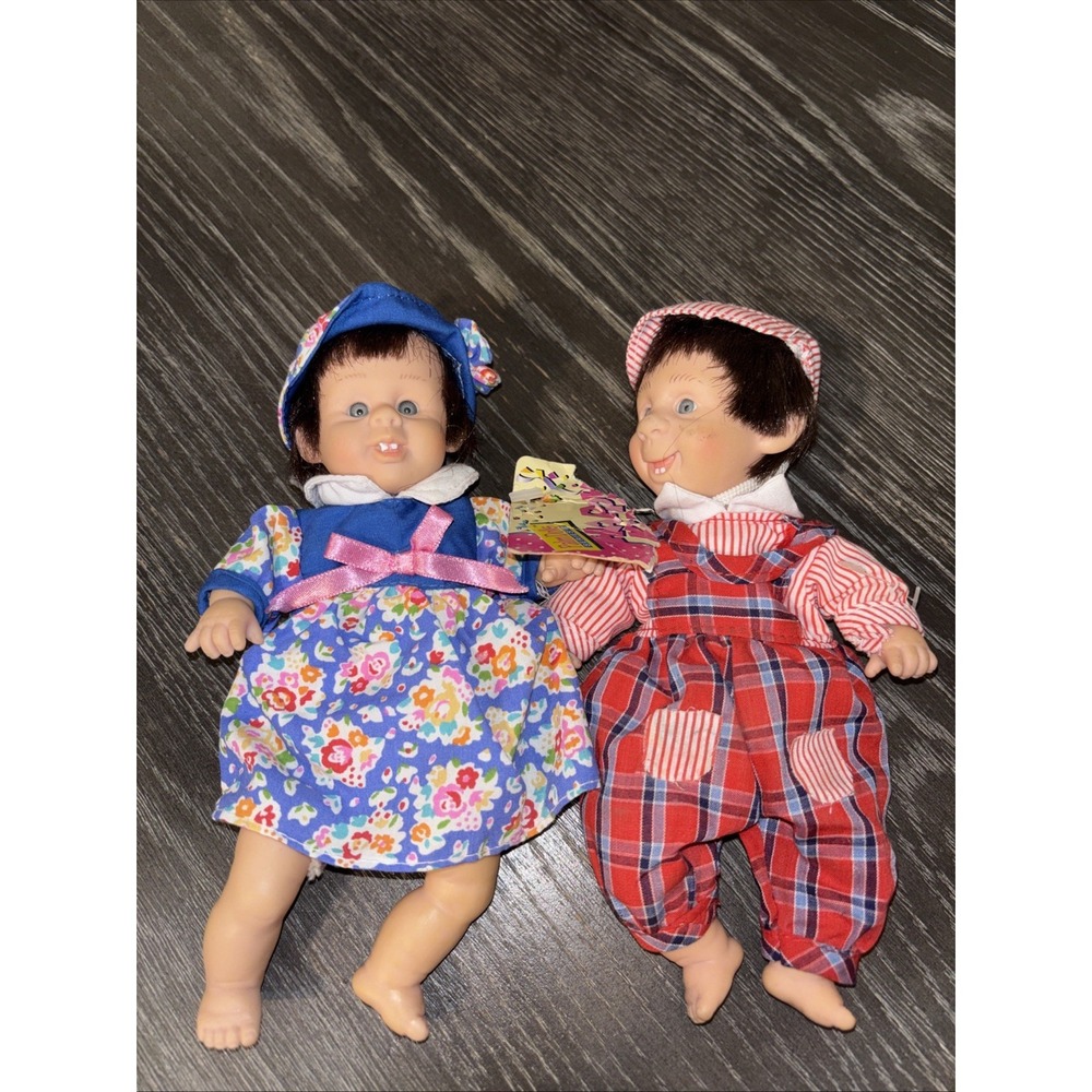 Gi-go My Pals Expressions Vinyl Bean Bag Boy Girl Doll Pair 8" Great Condition.